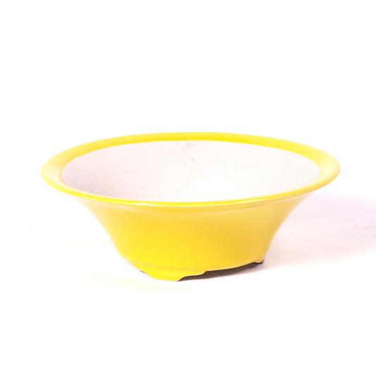 Coupelle à bonsaï ronde en forme d'entonnoir jaune 15 cm