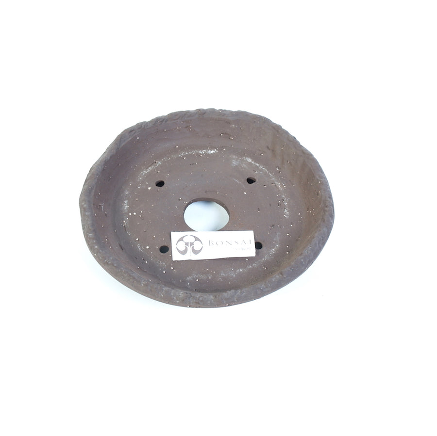 Pot à bonsaï rond brun à finition brute 19 cm